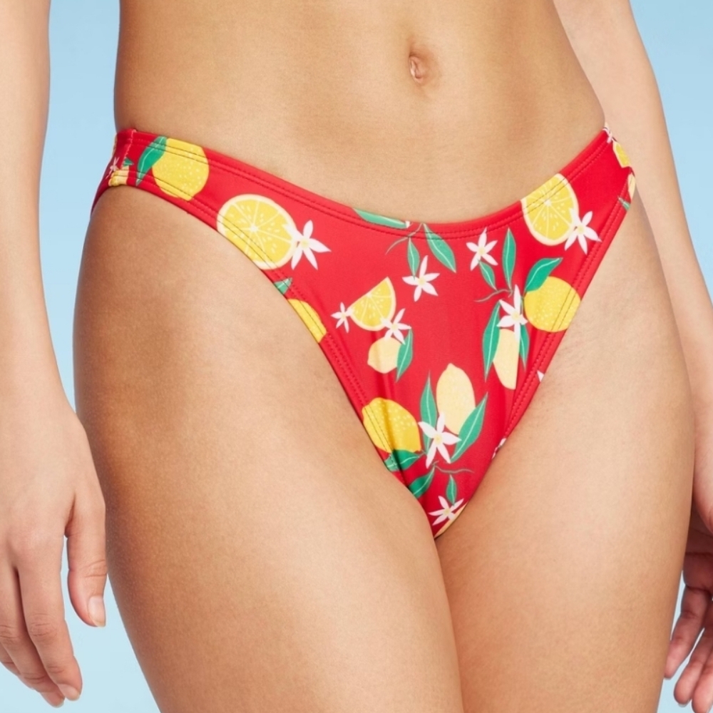 Women's Scoop Front Cheeky Extra High Leg Bikini Bottom - Wild Fable Red Lemon L